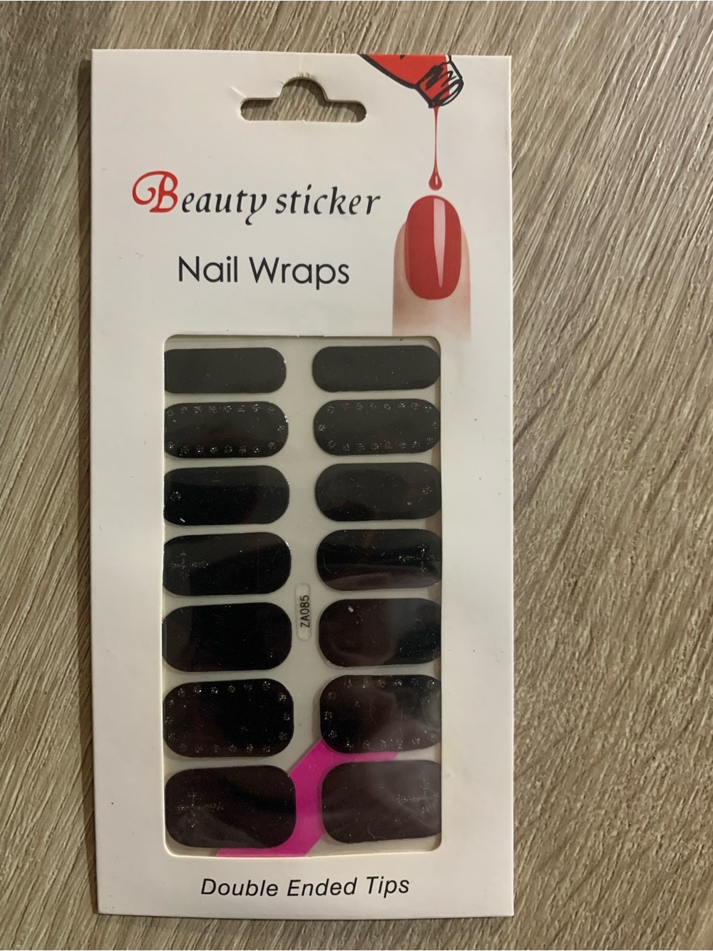 Black Nail Wrap Stickers with Gold Glitter Embellishments